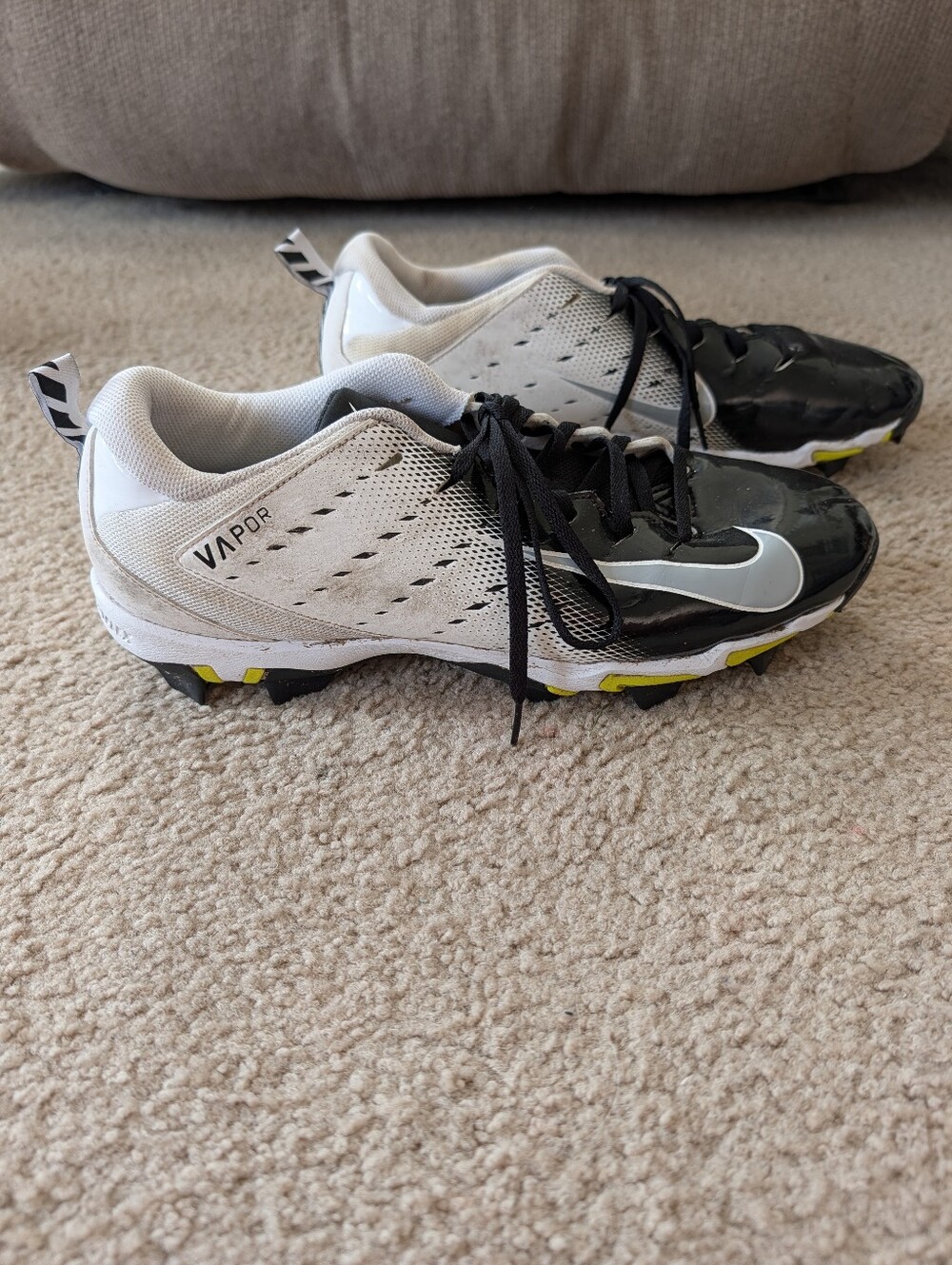 Nike Mens Vapor Baseball Cleats - Black, White & Yellow
